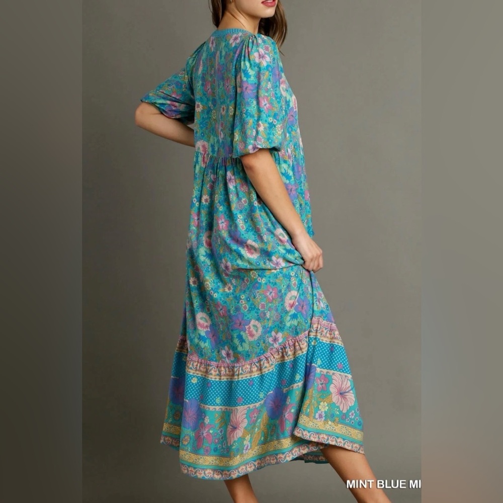 Umgee womans Hibiscus Lane boho midi dress size M - Picture 4 of 15